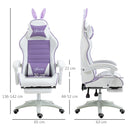 Sedia da Gaming con Orecchie da Coniglio 65x63x136-142 cm Poggiapiedi Cuscini in Pelle PU Viola      