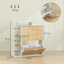 Mobile Portascarpe 80x26x 90 cm con 2 Cassetti a Ribalta e ripiani Bianco e Legno Naturale      