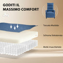 Poltrona Massaggiante e Reclinabile a 160° con Poggiapiedi e Telecomando, 66x91x108 cm, in Ciniglia Blu Scuro      