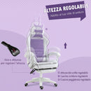 Sedia da Gaming con Orecchie da Coniglio 65x63x136-142 cm Poggiapiedi Cuscini in Pelle PU Viola      