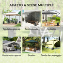 Set 4 Zavorre per Gazebo Ø20x32,5 cm con Maniglie e Cinghie a Strappo in Tessuto Plastica 500D Nero      
