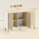 Credenza Buffet 120x35x73,5 cm con Ante Soft-Close in MDF Effetto Legno e Bianco      