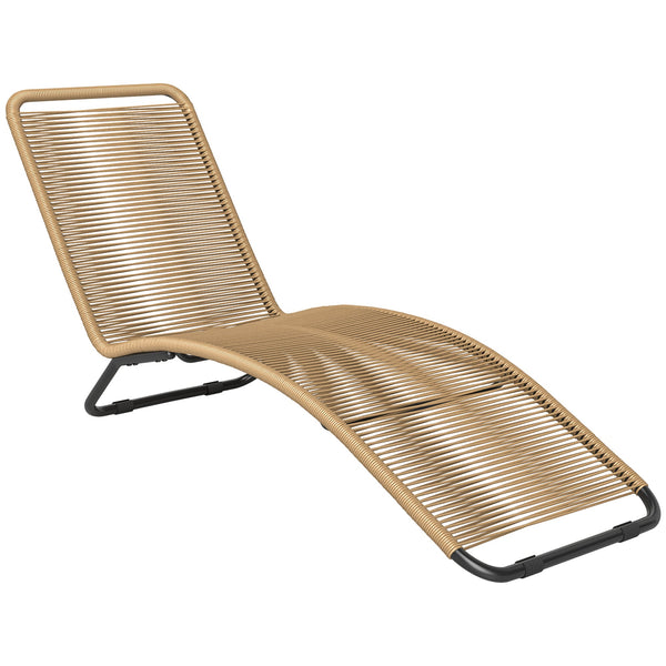 online Lettino Sdraio da Giardino a S 176x58x82 cm in Rattan PE e Acciaio Nero e color Legno
