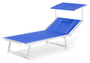 Lettino Prendisole da Giardino 213x85x40 cm in Alluminio e Textilene Blu