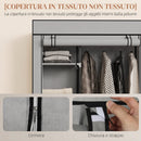 Armadio Portatile 103x43x162,5 cm con Ruote 6 Ripiani Aperti in Tessuto non Tessuto e Acciaio Grigio Chiaro      
