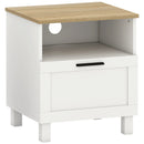 Comodino Moderno 45x38x50 cm con Cassetto e Ripiano in Legno Bianco e color Legno      
