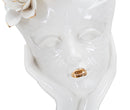 Vaso Woman Mask 16,5x14x27,3 cm in Porcellana Bianco e Oro      
