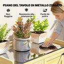Armadio da Giardino 71.5x39x95 cm con Piano in Acciaio Ripiani e Ganci in Legno      