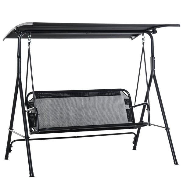 Dondolo 3 Posti da Giardino 172x110x155 cm in Metallo e Textilene Nero sconto
