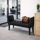 Panca Fondoletto Ingresso 111x40x60 cm con Piedi in Legno e Rivestimento Ecopelle Nero      