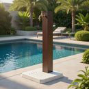 Fontana Decorativa da Esterno con Base in Cemento e Rubinetto in Ottone45x45x97 cm Effetto Corten
