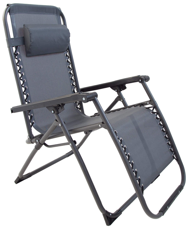 online Sedia Sdraio Zero Gravity Reclinabile Pieghevole 188x65x110 cm in Acciaio e Textilene Grigia