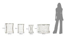 Tavolinetti Noah Silver Set 4 Pz Ø47x54,5 cm - Ø36x50 cm - Ø28x45 cm - Ø70x45 cm in Ferro e Vetro Argento      