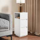 Set di 2 Comodini 25x30x65 cm con 2 Cassetti e Ripiano Aperto Salvaspazio in Legno Bianco      