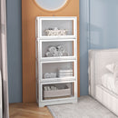 Vetrina a 4 Ripiani con Ante a Battente 59x30x139 cm in Legno e Acrilico Bianco      