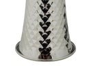 Lampada da Tavolo Tower Argento Ø30x54 cm in Ferro e Tessuto Argento e Bianco      
