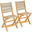 Set 2 Sedie Pieghevoli da Giardino Supporto fino a 160 kg in Rattan PE e Legno di Acacia Beige      