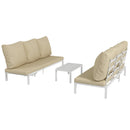 Set 2 Lettini Prendisole da Giardino e Tavolino in Vetro Beige 