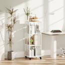 Libreria Moderna a 3 Ripiani 35x35x99 cm con Ruote in Metallo a Rete Bianco  