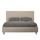 Letto Matrimoniale con Testata e Alzata Comoda Imbottito in Similpelle Sunny Tortora Varie Misure
