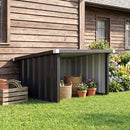 Garage Aperto 108x86x62.5 cm per Attrezzi e Tagliaerba con Tetto Inclinato in Acciaio Grigio Scuro      
