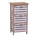 Cassettiera 3 Cassetti in Legno 35x27x66cm Arianna Naturale e Bianca