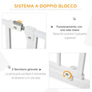 Cancelletto di Sicurezza per Animali Domestici Regolabile 75-95 cm in Acciaio e ABS Bianco 