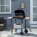 Barbecue a Carbone con Coperchio con Ripiani e Utensili da Cucina Nero   