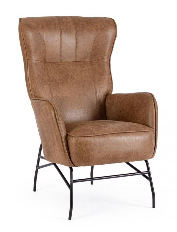 online Poltrona Soggiorno 70x84x109 cm Nasira in Ecopelle Marrone