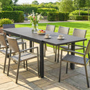 Tavolo da Giardino Allungabile 140-240x90x75 cm in Alluminio e Vetro Nero      