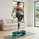 Stepper Aerobico Regolabile 68x29x10-15- 20 cm con Riser in PP Nero e Verde      