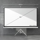 Telo per Proiettore Pieghevole da 100" con Treppiede Regolabile 235,8x8x136 cm in Plastica e Metallo Bianco 
