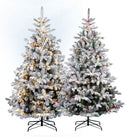 Albero di Natale Artificiale Floccato Effetto Realistico Innevato 180 cm 628 Rami con 2200 Luci Bianco Caldo e Multicolor Effetto Neve