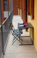 Set Tavolo e 2 Sedie da Balcone Pieghevoli in Ferro Nero