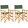 Set 2 Sedie Regista Pieghevoli Seduta e Schienale in Tessuto Verde e Struttura Acacia