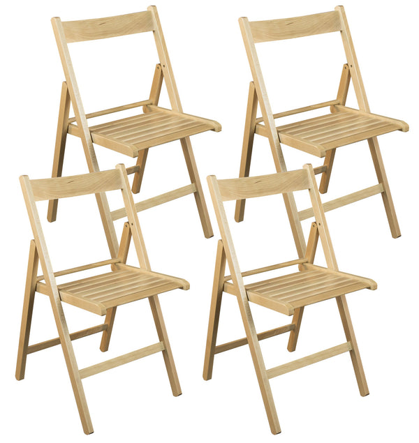 Set 4 Sedie Pieghevole 47,5x42,5x45/79 cm in Legno di Faggio FSC Lucida online