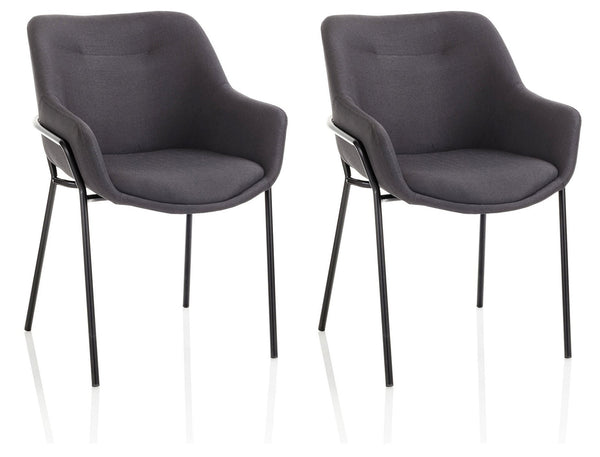 acquista Set 2 Sedie Imbottite 80x54x84 cm in Tessuto Nero
