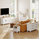 Mobile Cucina Buffet 120x38x76 cm con 3 Cassetti e Armadietto 2 Ante Ammortizzate Bianco      