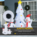Albero di Natale Gonfiabile H185 cm con Pupazzi di Neve Bianco