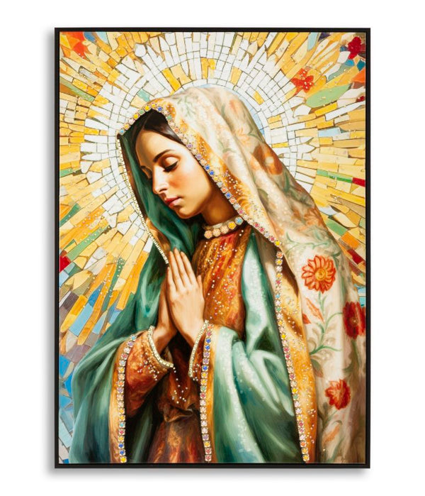 Dipinto su Tela Laccato Madonna con Cornice 72x4x102 cm in Pino e Tela e Plastica sconto