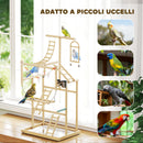 Trespolo per Pappagalli 48x38x95 cm con Giochi Vassoio Rimovibile e Posatoi in Legno Naturale      