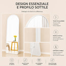 Specchio ad Arco da Terra e Parete 155x45 cm a Figura Intera in Alluminio Bianco      