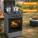 Cucina a Gas 86x50x50 cm Piano Cottura a 4 Fuochi da Esterno con Forno e Coprifuochi Grigio      
