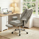 Sedia da Ufficio Ergonomica 78x70x118-126 cm Reclinabile con Poggiapiedi Schienale Alto in Finta Pelle Grigio Chiaro      
