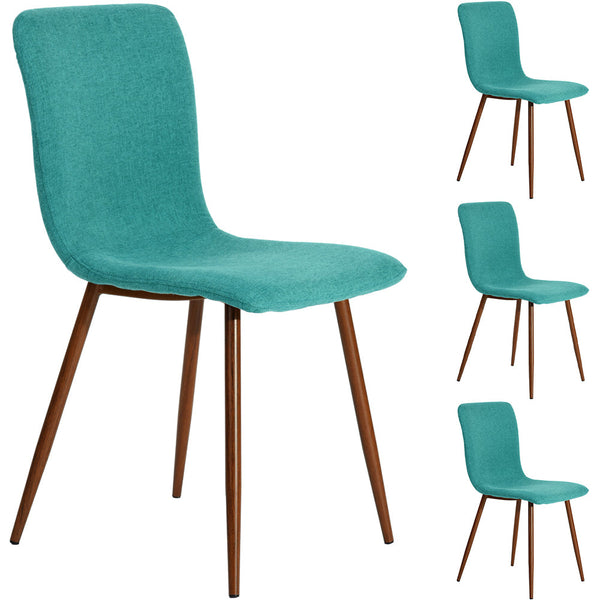 Set 4 Sedie per Sala da Pranzo Turchese Gambe Effetto Legno Seduta Ergonomica prezzo