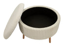 Puff Goteborg Big Ø83x56 cm in MDF e Spugna e Poliestere Bianco      