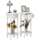 Set 2 Comodini con Cassetto Rotondi Ø35,5 x 71 cm in Legno Bianco 