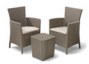 Set Tavolino e 2 Poltrone da Giardino Effetto Rattan Keter Iowa Balcony Cappuccino