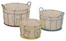 Set 3 Cesti Ovali in Metallo con Fodera