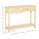Consolle Ingresso 2 Cassetti 100x30x76 cm in Legno Naturale